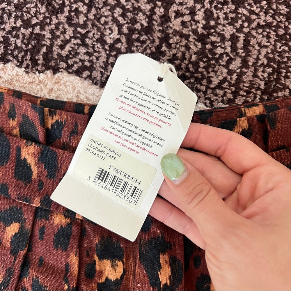 NWT Sézane Linen Fabrizo Shorts Leopard Print - Picture 3 of 7